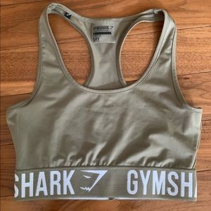 Women’s Fit Seamless Khaki/White Gymshark Sports Bra Size S